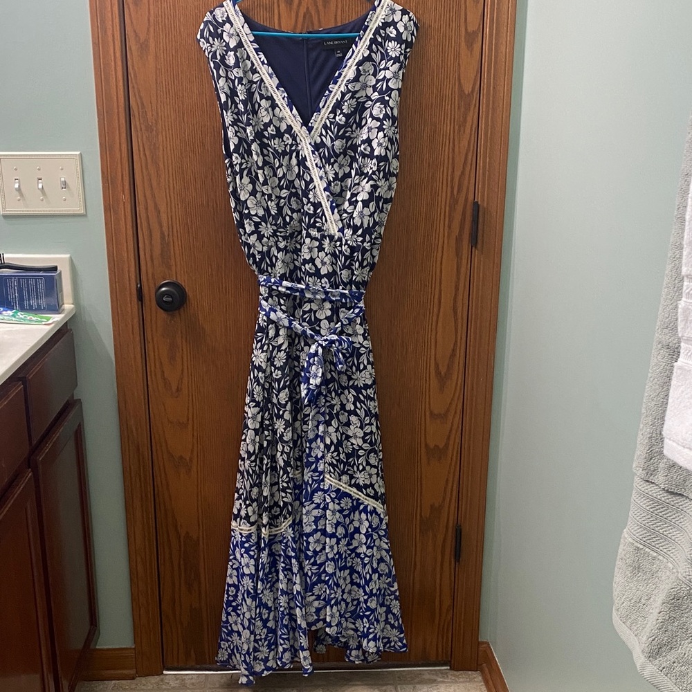 Lane Bryant Navy and White Floral Maxi Dress